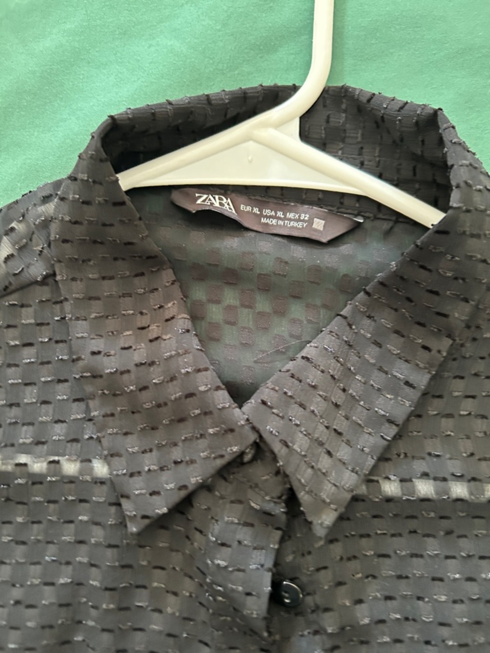 🔥Zara🔥 Women’s Black Textured Button-Down blouse-sheer - Picture 3 of 5